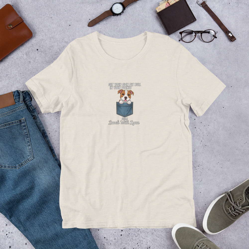 Lunch with Lynn - Pocket Pit Bull - Unisex t-shirt - Image 7
