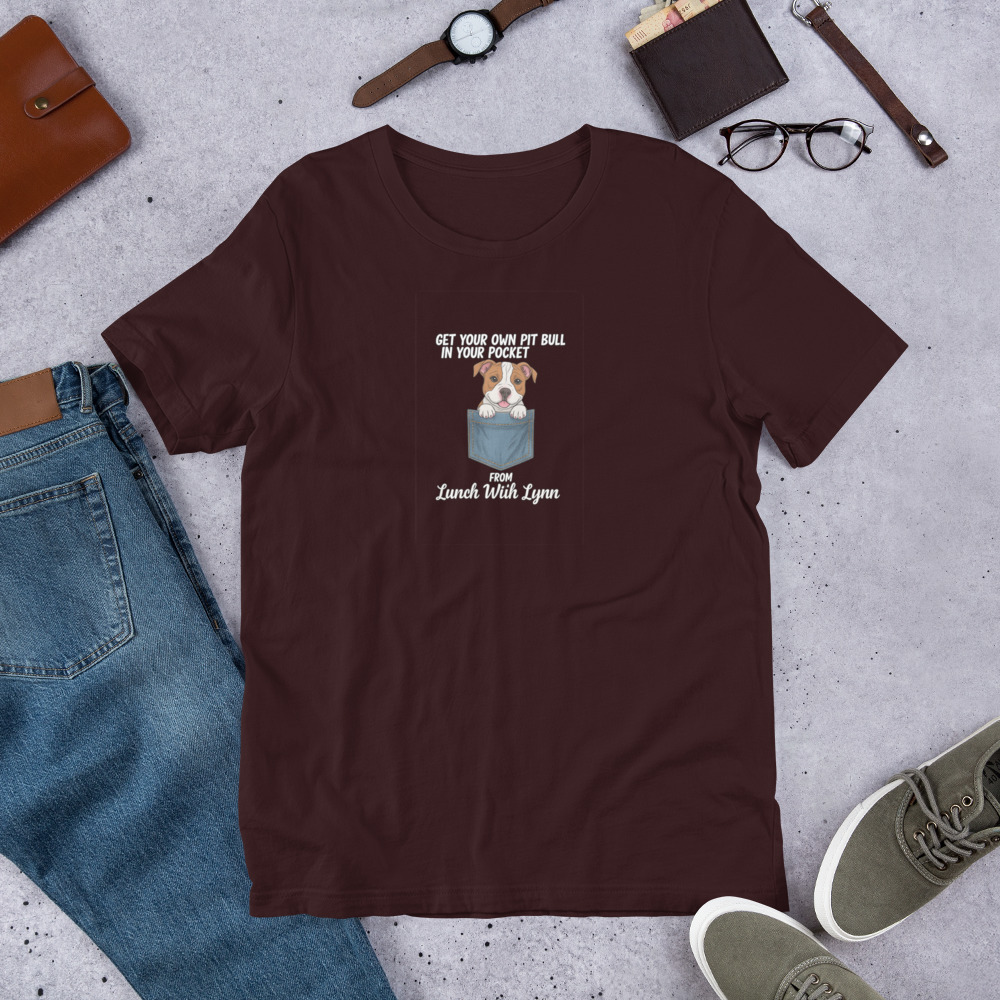 Lunch with Lynn - Pocket Pit Bull - Unisex t-shirt - Image 4