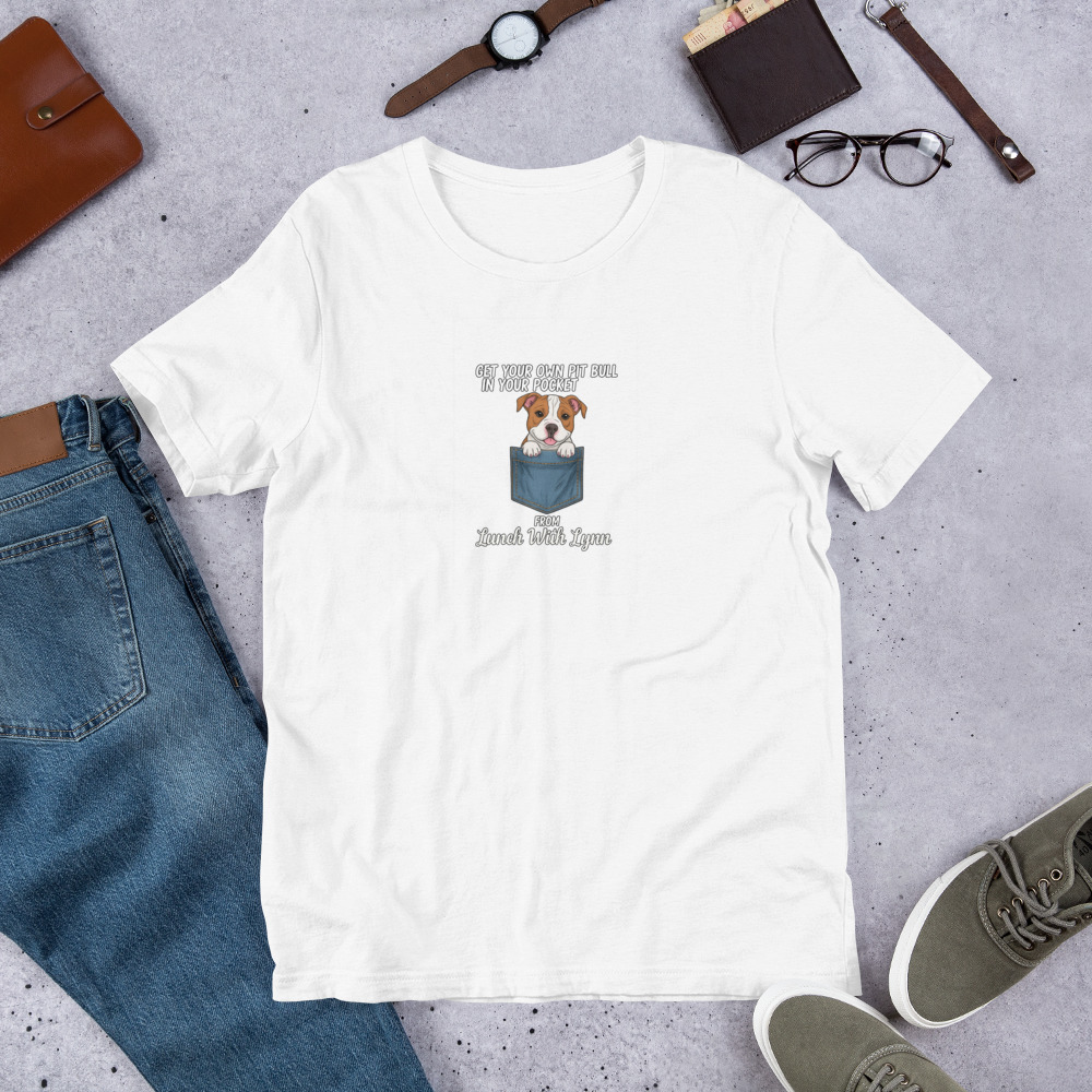 Lunch with Lynn - Pocket Pit Bull - Unisex t-shirt - Image 11